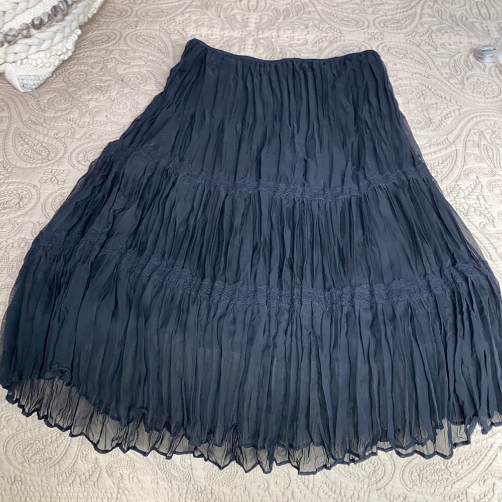 Black pull on long skirt